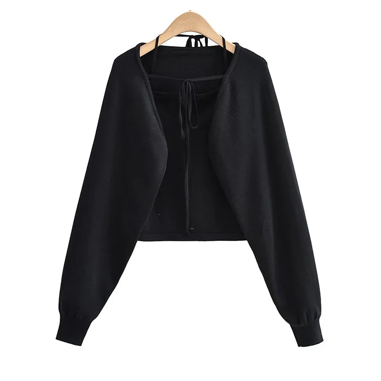 Overstock Sale New built-in suspender blouse lazy cardigan top  7459