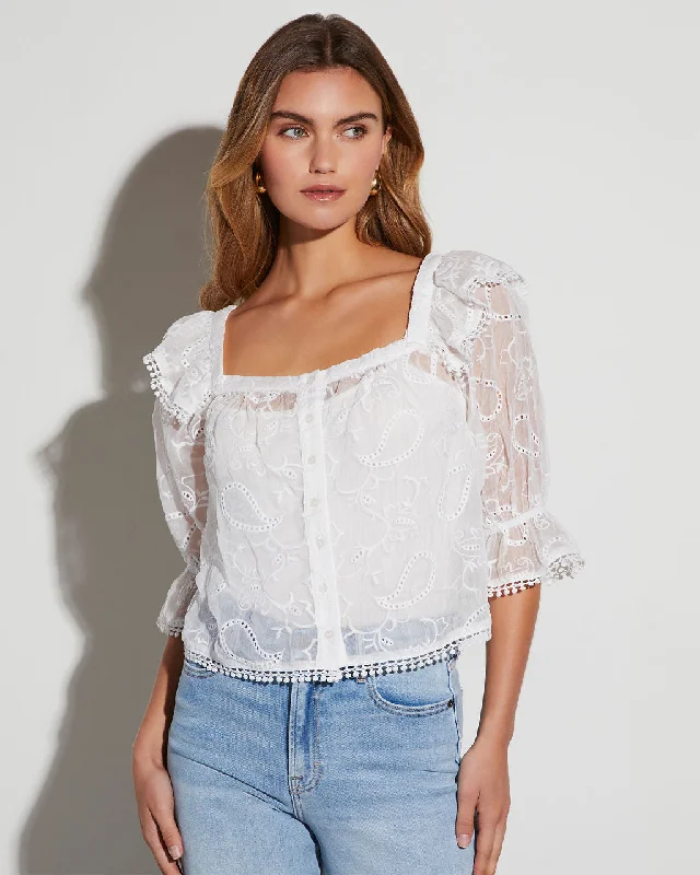 Weekend Offers That Thrill Arabella Eyelet Long Sleeve Top
