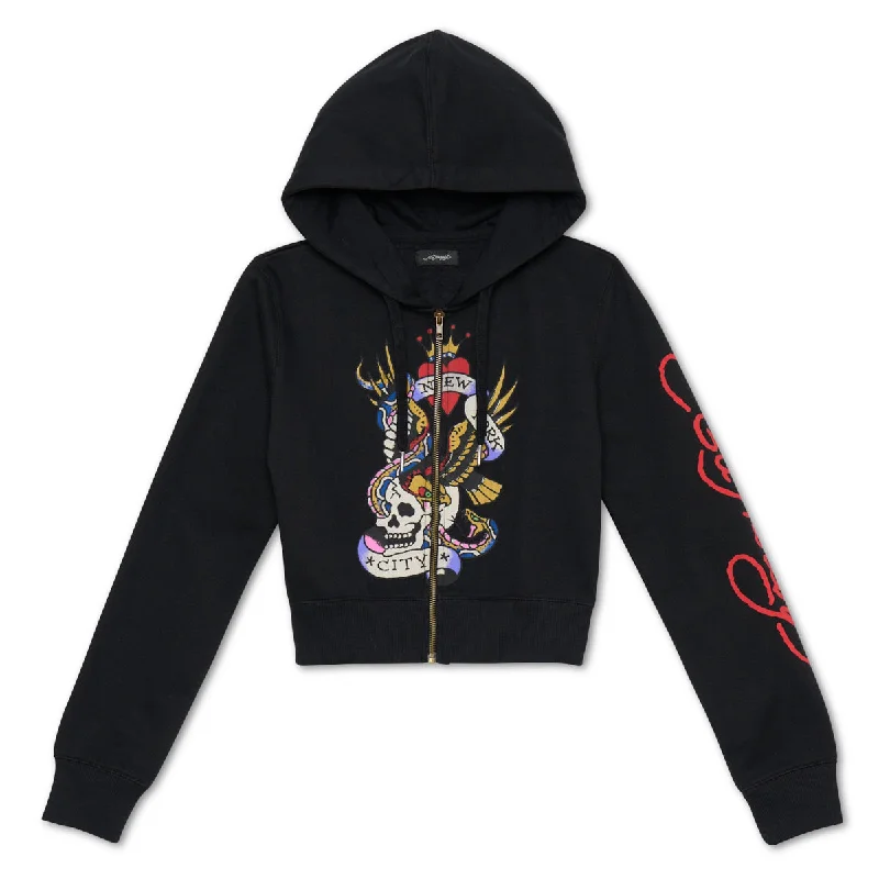 Sale Alert Nyc Skull Cropped Hoodie