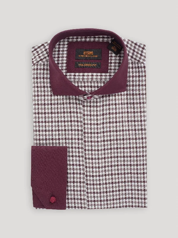 The Jago Dress Shirt | French Cuff & Spread Collar | Burgundy