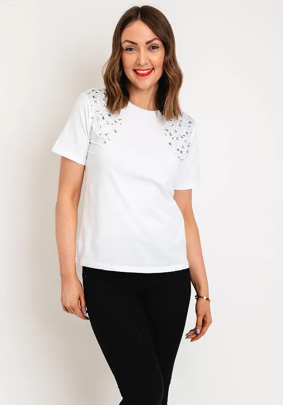Blowout Sale Serafina Collection Embellished Detail T-Shirt, White