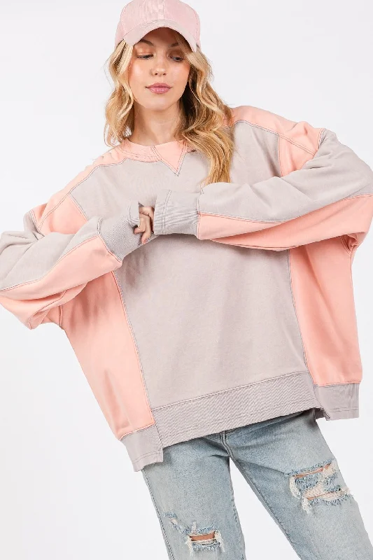 Crazy Savings SAGE + FIG Color Block Round Neck Sweatshirt