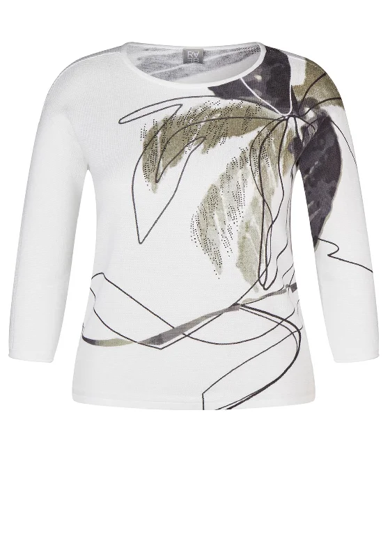 Unbeatable Prices Rabe Palm Print Rhinestone Sweater, White