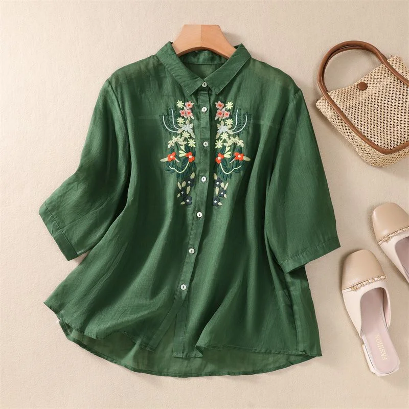 Weekend Bargains Await You Trendy Green long top-tunics with embroidery work for women