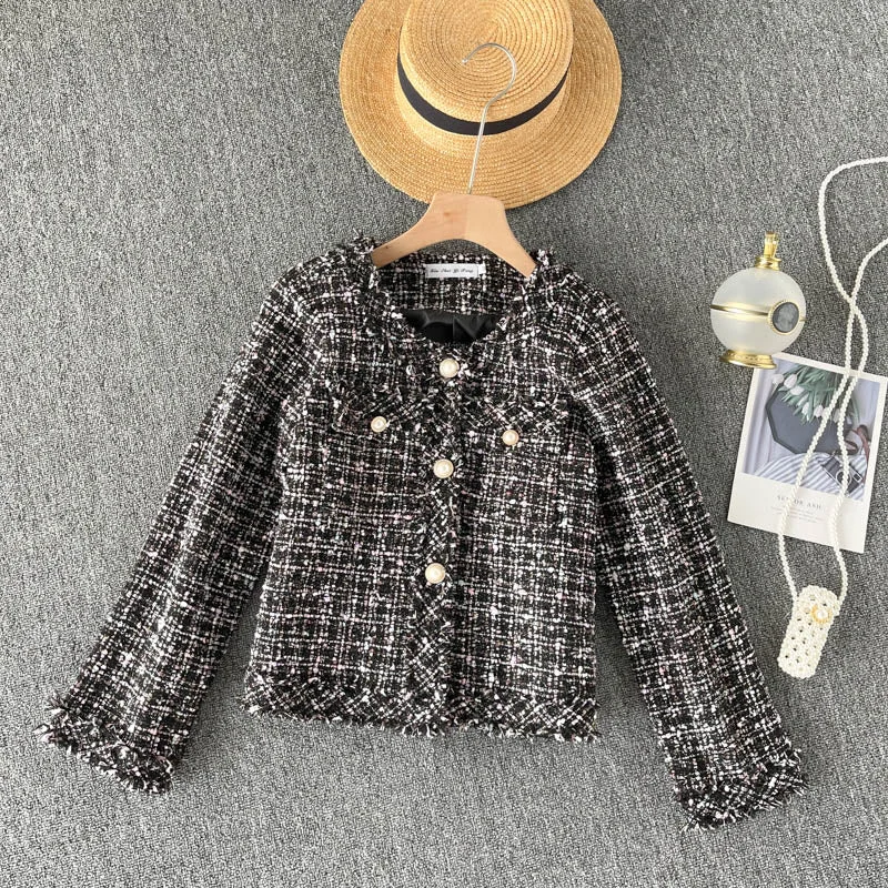 Price Drop Alert Small fragrant clothes plaid coat women's cardigan top  1547
