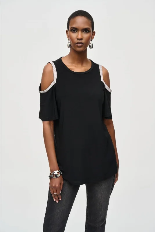 Reduced Prices Joseph Ribkoff Rhinestone Embellished Cold-Shoulder Tunic Top 243226