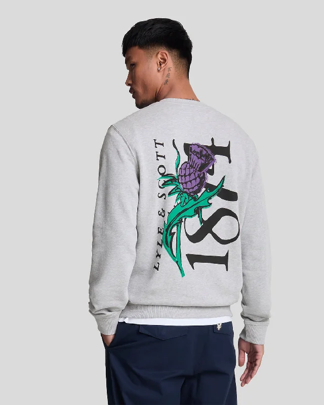 Thistle Flora Printed Crew Neck Sweatshirt