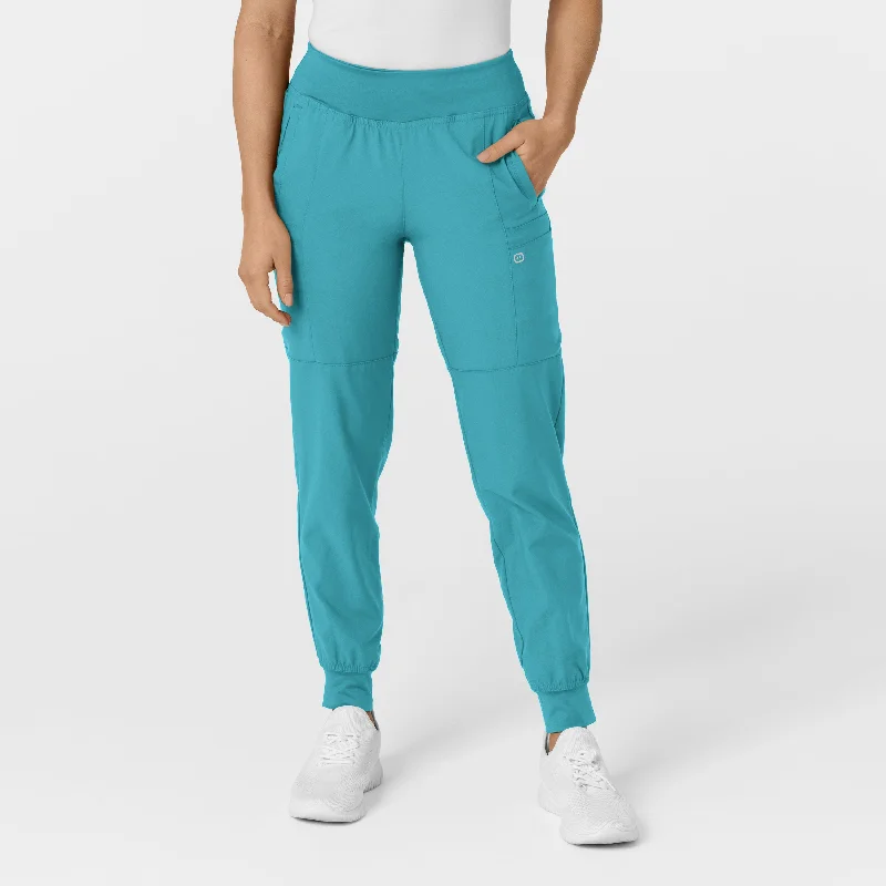 Price Cut W123 Women's Comfort Waist Cargo Jogger Scrub Pant - Teal Blue