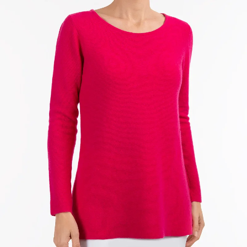Online Only Round Neck Pullover in Fuxia