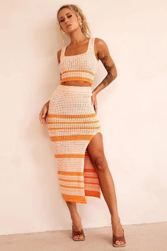 Big Savings In The Groove Midi Skirt - Orange