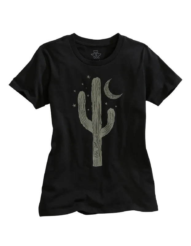 Shop and Save Tin Haul Womens Black 100% Cotton Single Cactus S/S T-Shirt