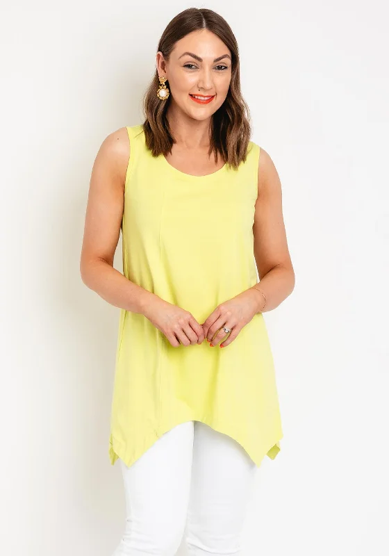 Quick Sale Naya Sleeveless Jersey Asymmetric Hem Top, Kiwi