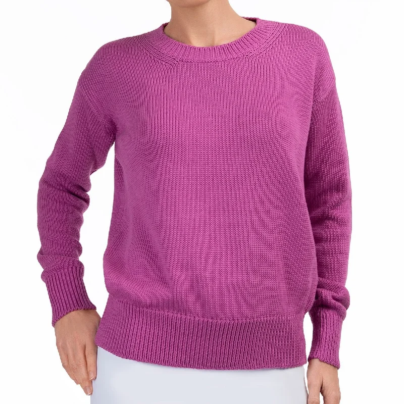 Exclusive Weekend Offers Inside Oversized Round Neck Pullover in Black Raspberry