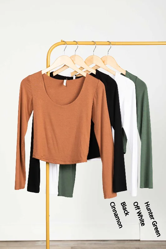 Clearance Sale Double Layer Scoop Neck Long Sleeve Top