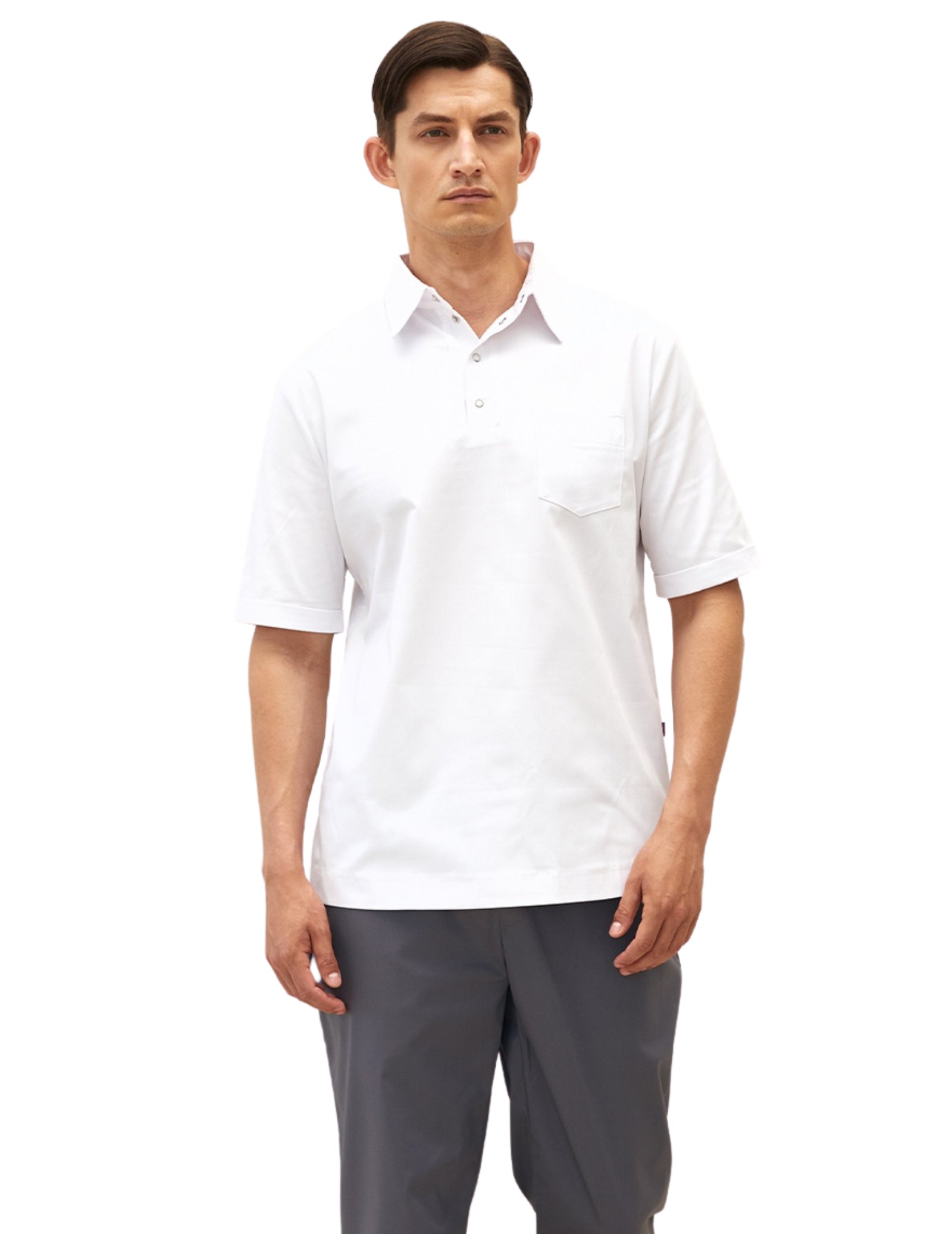 Treat in Style Men's Medical Polo Sports Shirt - White