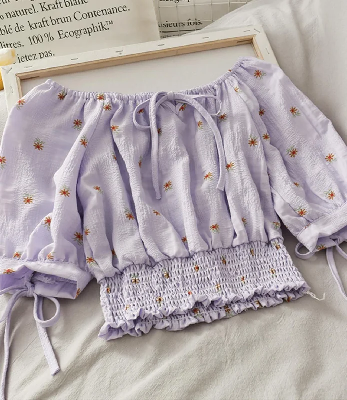 Now Available Cute floral pattern top crop tops  294