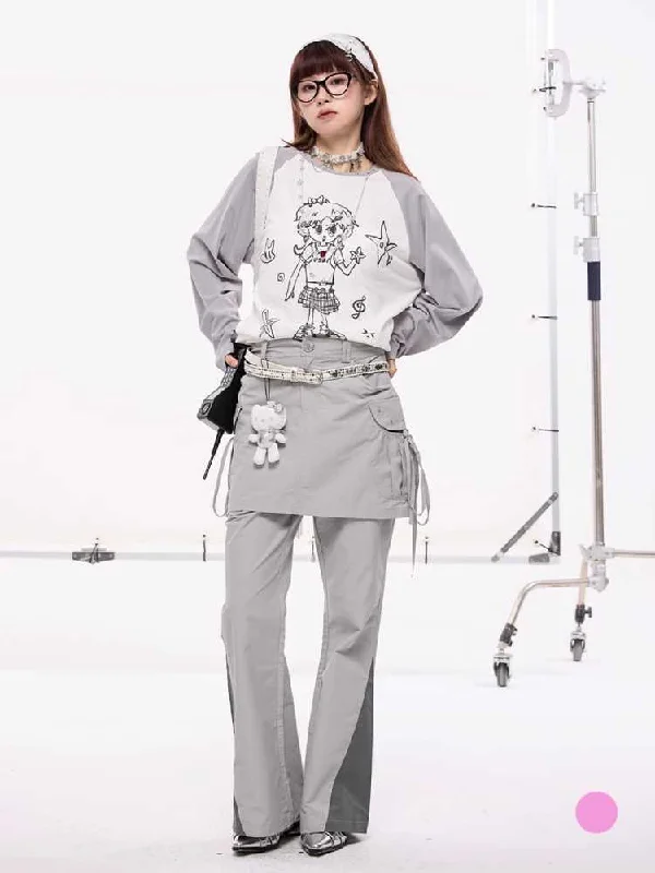 Quick Sale Hand -drawn Girly Print Long-Sleeed T-Shirt [S0000010420]