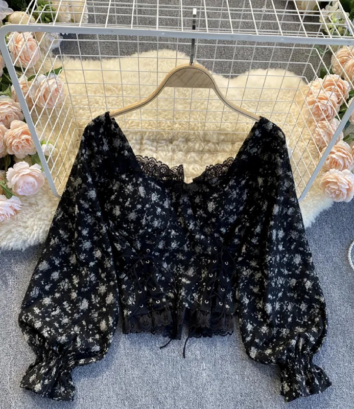 Unmissable Offer Cute lace long sleeve tops  328
