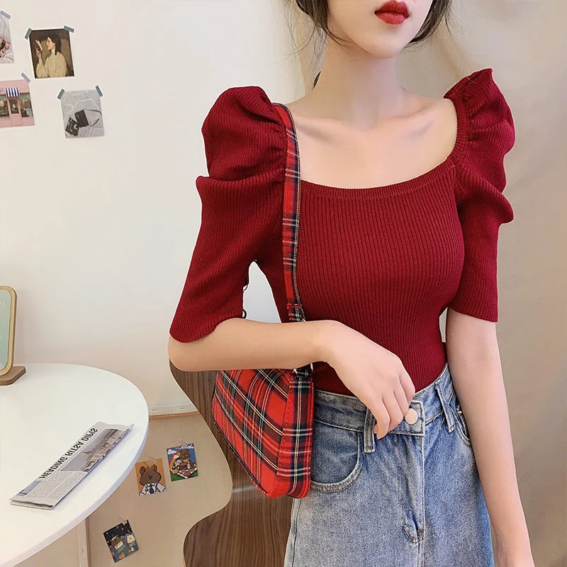 Discount Extravaganza Cute round neck knitted top  307