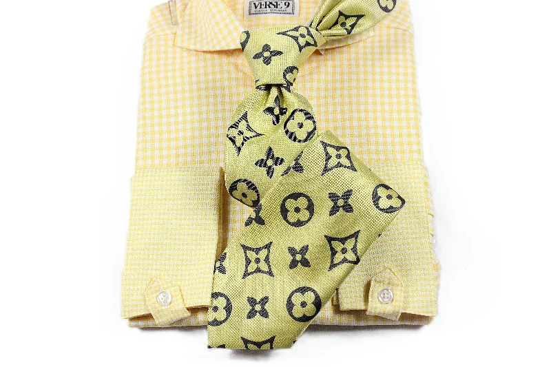 Spread Collar | Yellow Check | French Cuff Shirt