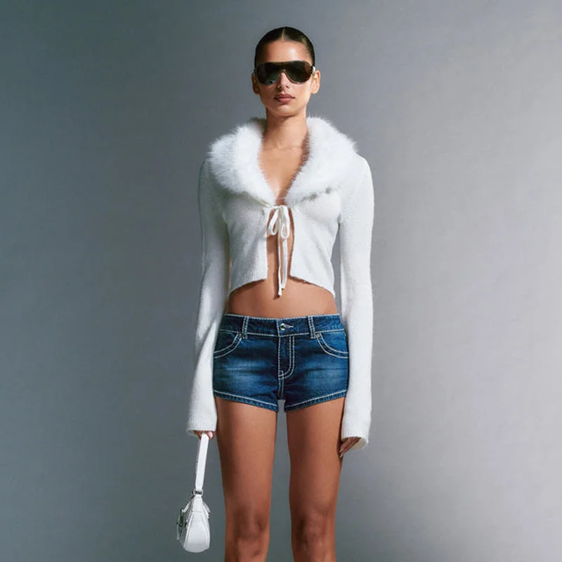 Bonus Savings TastyHottie - Solid Color Simple Basic V Neck Lace Up Long Sleeve Short Crop Top Tight Fitting With Fur Collar All Matching Warm Knitted Cardigan Bonus Savings TastyHottie - Solid Color Simple Basic V Neck Lace Up Long Sleeve Short Crop Top Tight Fitting With Fur Collar All Matching Warm Knitted Cardigan