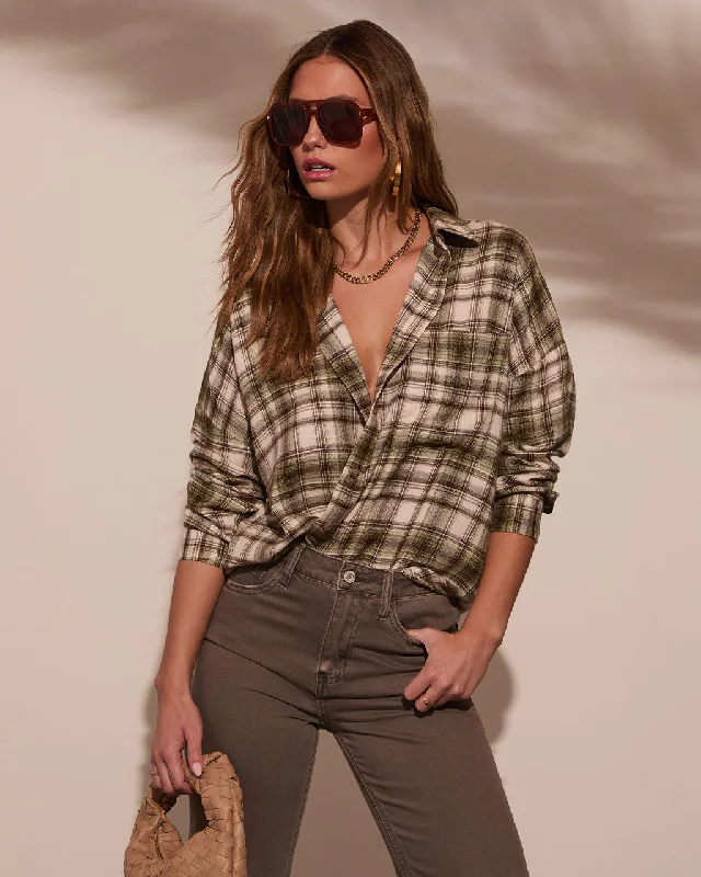Year-End Sale Silvie Plaid Button Down Top