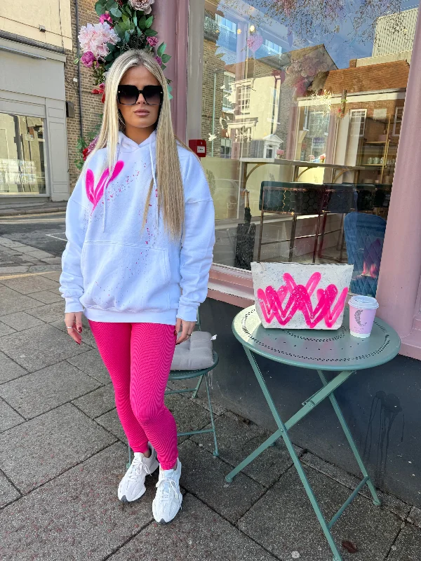 Online Deal Hot Pink Heart Hoodie