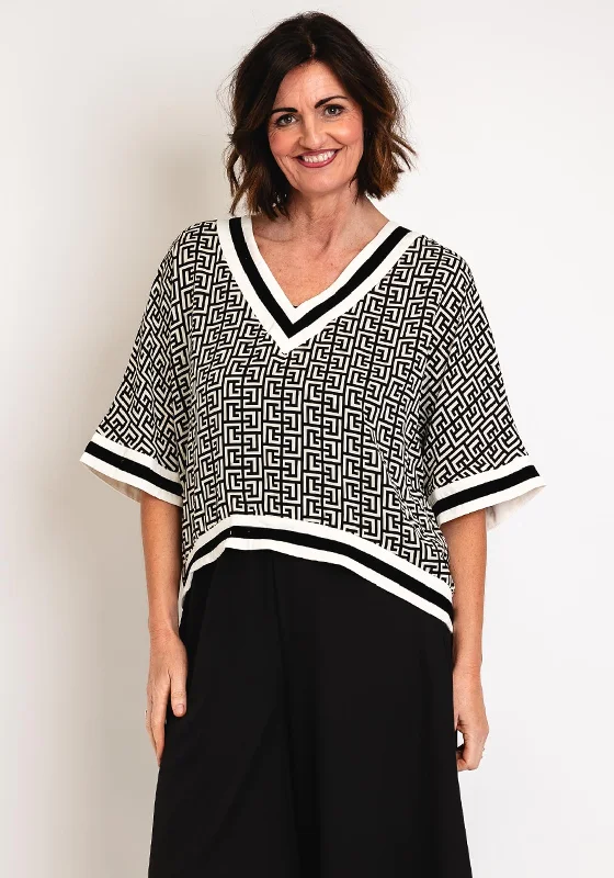 Price Buster Natalia Collection One Size Greek Key Top, Black