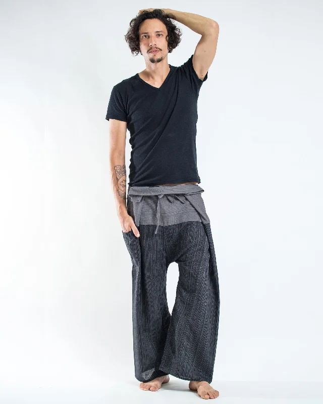 Exclusive Access Unisex Two Tone Pinstripe Thai Fisherman Pants in Black