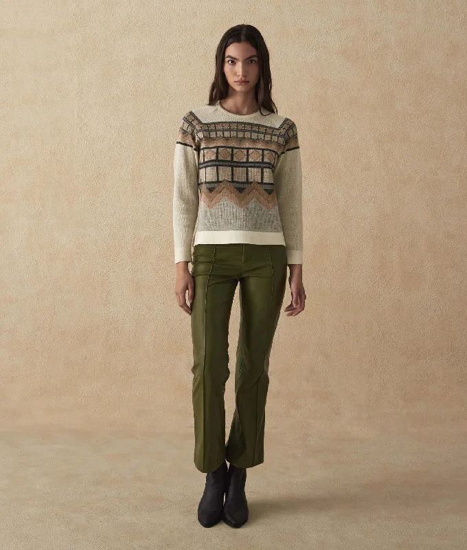 Weekend Discounts to Snag Detailed Jacquard O-Neck Sweater