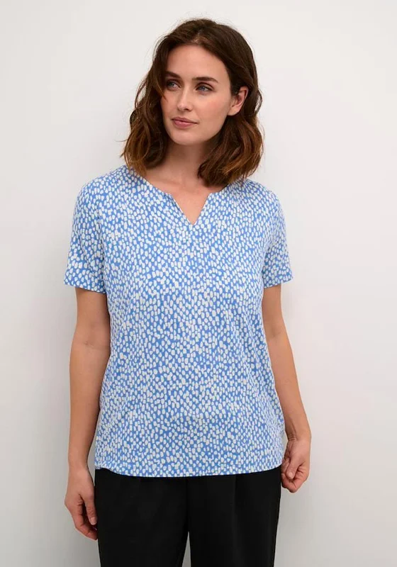 New Deal Kaffe Bella Jersey Printed Top, Ultramatine
