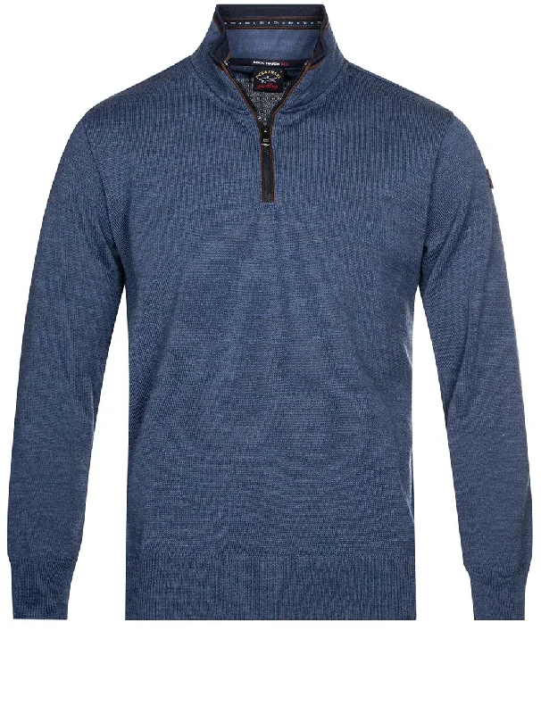 Pullover mit Reißverschluss Blau