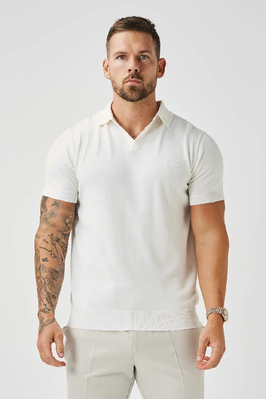 OPEN COLLAR POLO - OFF WHITE