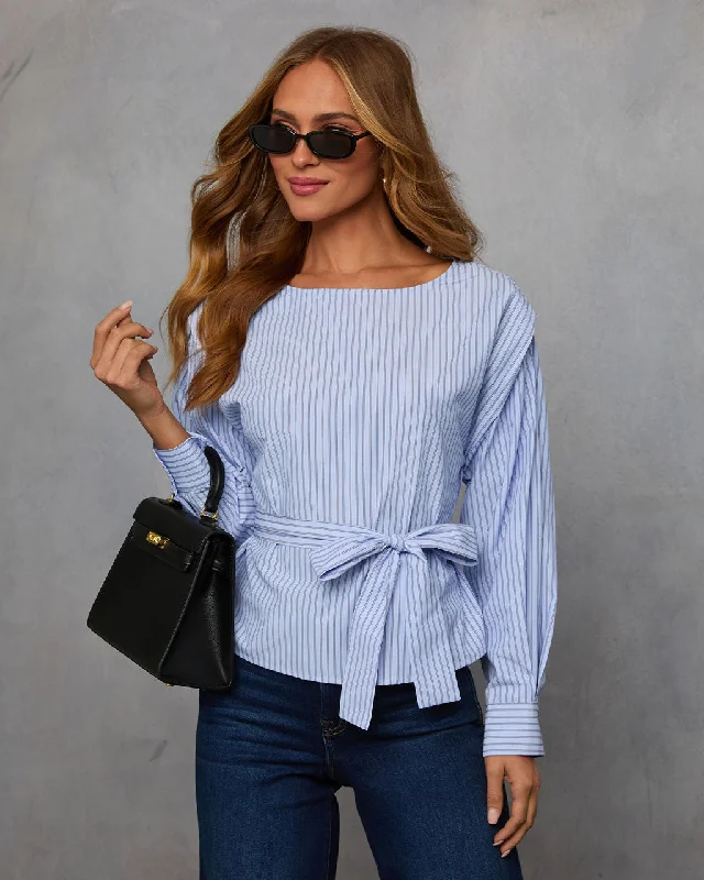 Price Cut Elaria Striped Belted Blouse