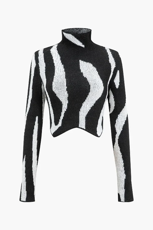 Clearance Items Contrast Sweater Long-Sleeve Top
