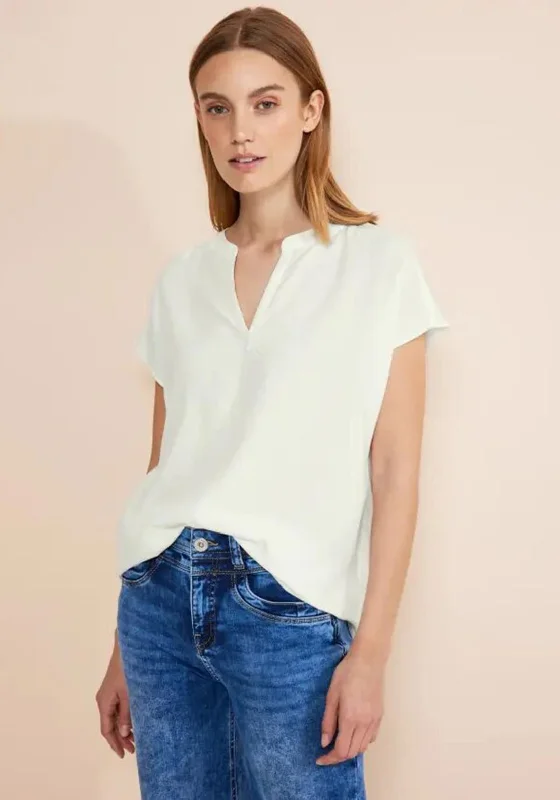 Weekend Sale: Don't Miss Out Street One V-Split Neck Viscose Blouse, Off-White