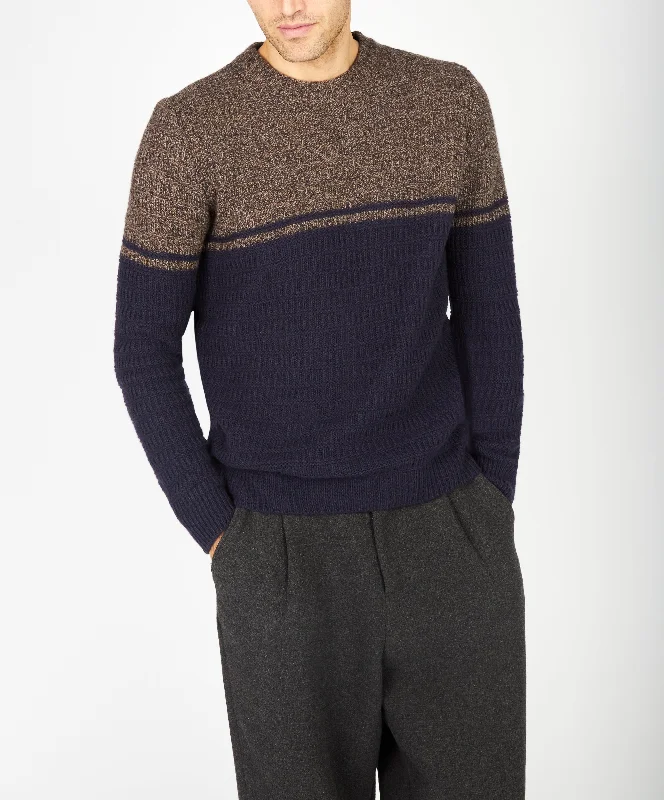 Irish - Colour Block Crew Neck - Shadow Marl/Midnight