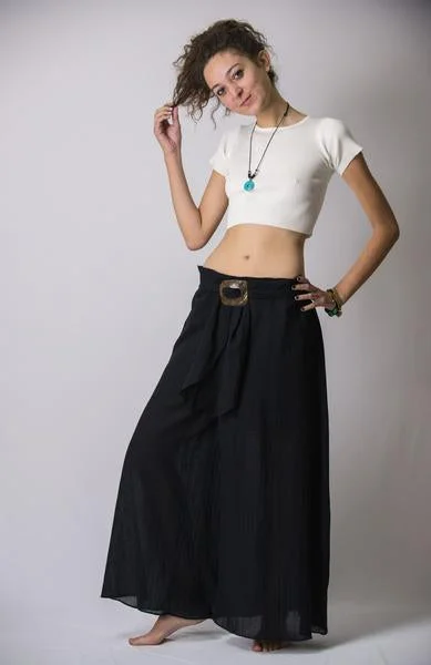 Can't Miss Womens Solid Color Palazzo Pants in Black