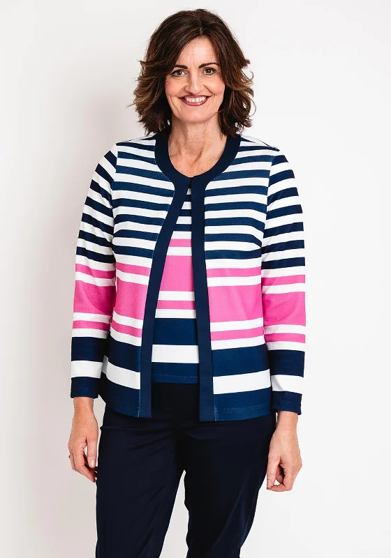 Grand Opening Sale Avalon Striped Jacket & Top Twinset, Pink