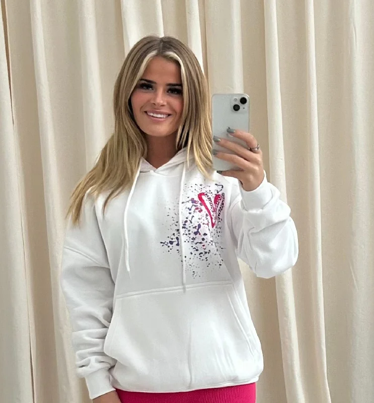 Special Price Multicoloured Leopard Print Graffiti Hoodie White