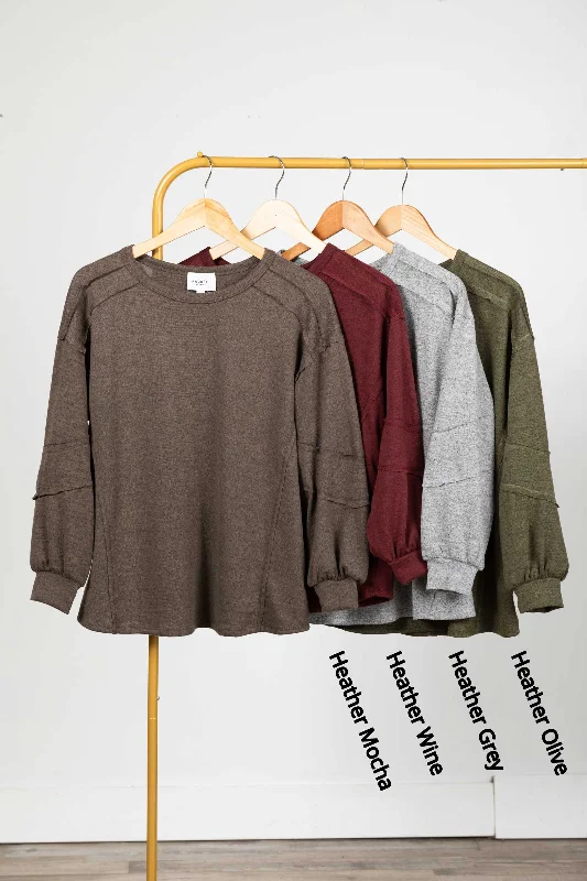 Quick Deals Solid Knit Long Sleeve With Exposed Seams