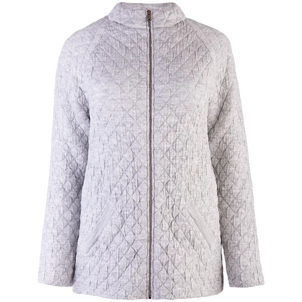 Big Savings Quilted Jacket Cardigan in Light Grey