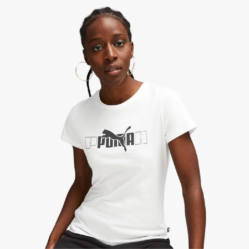 Discount Deals Puma Womens Ess+ Logo Lab Short Sleeve Tee White