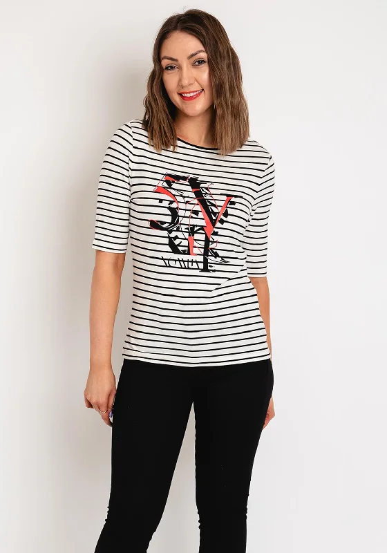 Hurry Up Barbara Lebek Striped graphic Print Top, White