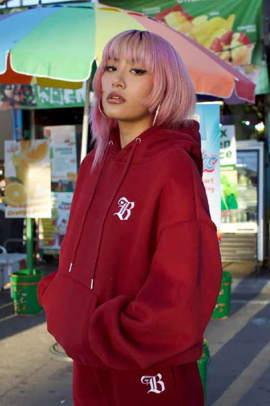 Shop and Save B Love Hoodie - Burgundy