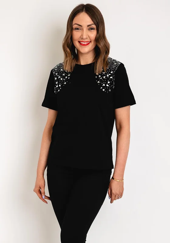 Closeout Sale Serafina Collection Embellished Detail T-Shirt, Black