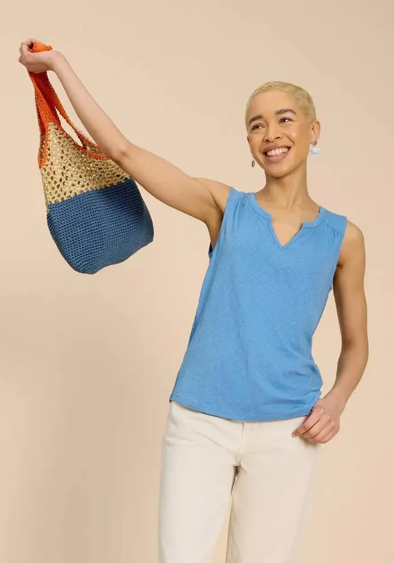 Season Finale Sale White Stuff Laila Cotton Vest, Mid Blue