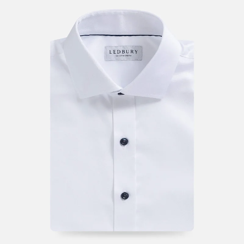 The White Sanders Non Iron Fine Twill with Navy Buttons Custom Shirt