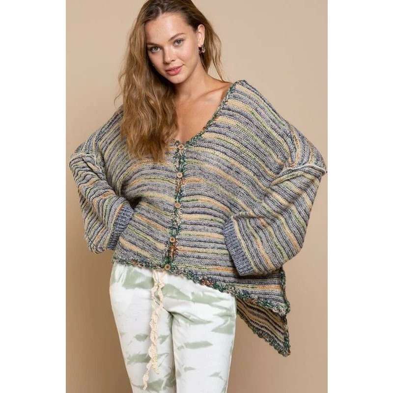 Take Advantage Palms Spring Stripe Sweater Cardigan