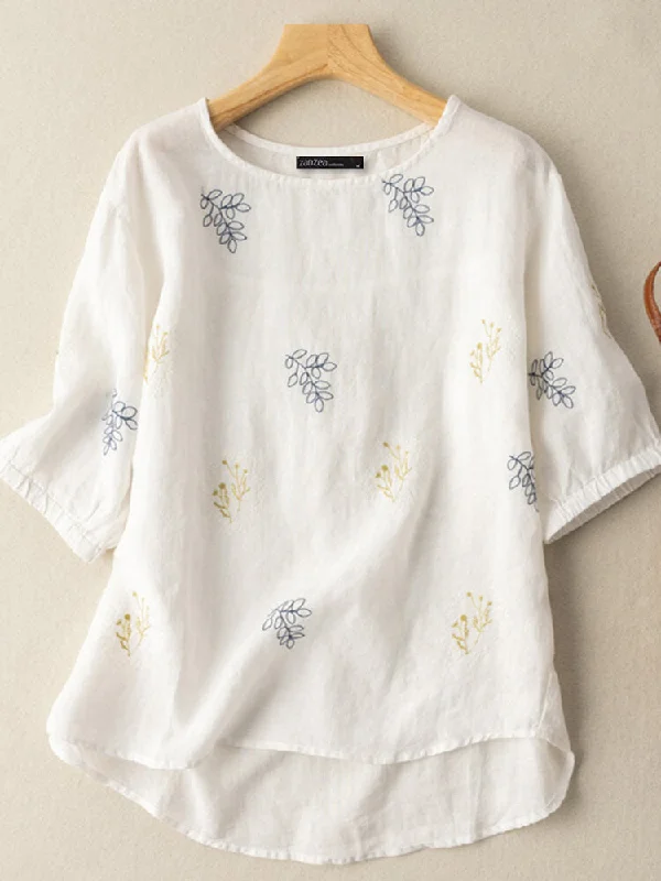 Weekend Specials to Grab White long top-tunic with embroidery work for women